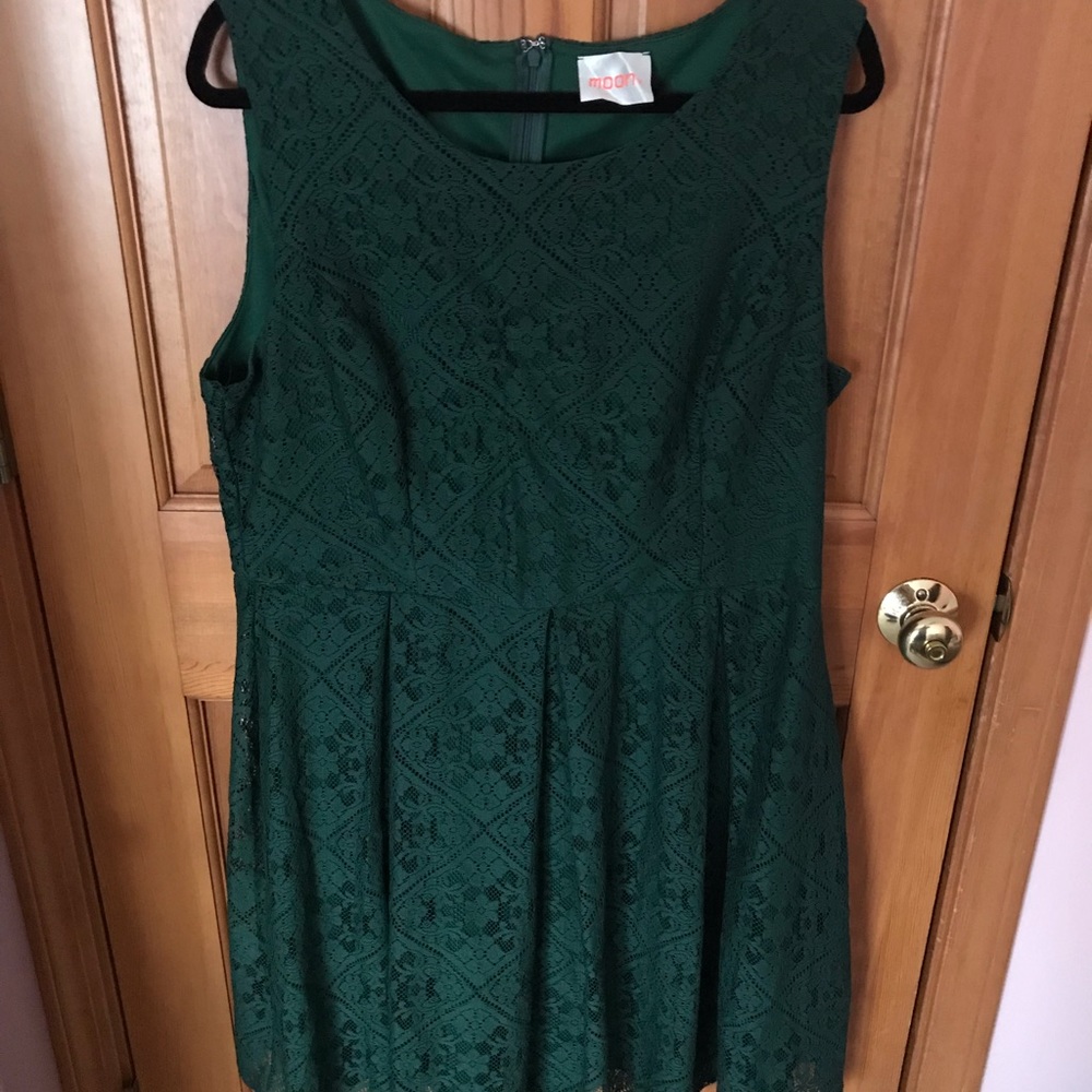 Forest green lace dress